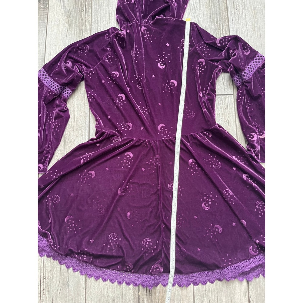 Spirit Halloween Celestial Coven Hooded Dress Women 1X Purple Bell Sleeve Witch - Picture 4 of 14